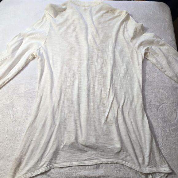 Reba Women's Cream Blouse Lace/ Embroidery subtle Rhinestones  Size L Roll-Tab - Picture 2 of 5